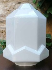 Empire State Light 1930 Luminaire Art Deco Globe de Plafonnier Cubisant Opaline