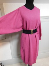 PUR VINTAGE robe longue rose foncé haut chauve souris taille 40/42 B30
