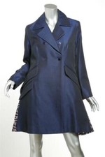 CHRISTIAN DIOR Navy/Pink Lace Back Double Breasted Coat Long Jacket 12/44 NEW