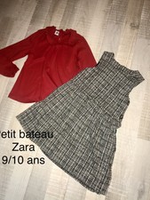 Zara Petit Bateau 9 / 10 ANS Fille :  Robe  + T Shirt  Rouge  TBE