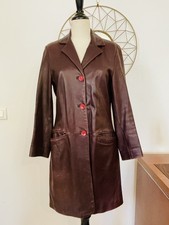 Veste Cuir 3/4 Vintage Femme Bordeaux Marque Arma