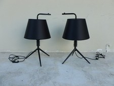 2 ELEGANT MODERNIST HIGH END ARCHITECTURAL TRIPOD TABLE LAMPS W TOUCH SWITCHES