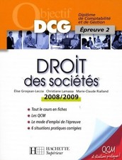 2856336 - Droit des sociétés. Objectif DCG épreuve 2 2008-2009 - Christiane Lama