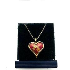 PENDENTIF LIMOGES MEDAILLON COEUR EN PORCELAINE DECOR MARQUIS FRAGONARD POURPRE