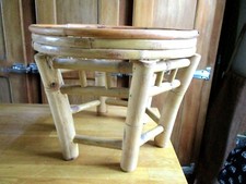 Pouf en bambou repose pied table basse bout de canapé déco boho chic rotin