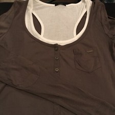 ensemble Tee Shirt Ml Débardeur IKKS 36 Kaki