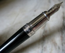 GRAND STYLO PLUME S.T. DUPONT ELYSEE EN LAQUE NOIRE - PALLADIUM - PLUME OR 14 K