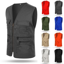 Tech Vest Outdoor Hommes travail Gilet Gilet Avec Poches vinatge unicolore Jacket