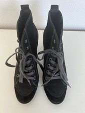 Bottes bottines à lacets daim et cuir véritable Paul Green 38.5 Noir Gris