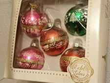 Lot de 5 Boules de Noël VINTAGE en verre MERCURISÉ - Made in Germany - vers 1990