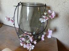 ? PHOTOPHORE Table bougie Lanterne Verre facette PATENT Couronne fleur Cerisier