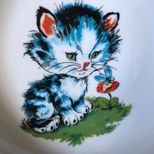 Assiette à bouillie chauffante porcelaine Deshoulières - Motif Chat Chaton