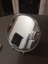 Ancien Petit Miroir Metal de table à Poser Type Barbier Deco Vintage Rond