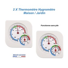 2 X Thermomètre Hygromètre Intérieur Extérieur Maison Jardin Mécanique Blanc 