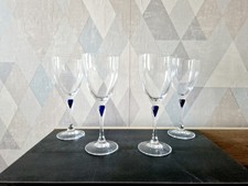 4 Verres A Vin Rouge 18 Cl Cristal D'arques Modèle Venise Saphir Goutte Bleu
