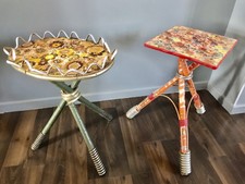 Chevet vintage, 70 euros pièce, meuble table ancien, guéridon, console scoubidou