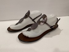 Robert Clergerie Thong Sandales Mocassin Cuir Métallisé 8 B