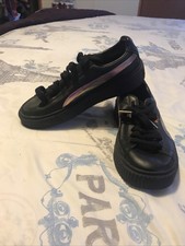 Puma Basket Classic Dia Emboss Womens Black Low Top Sneakers Shoes sz 5