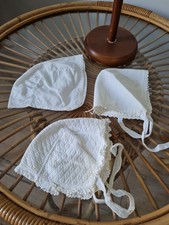 Lot 3 anciens Bonnets / Coiffes de Poupée ou bébé années 1900