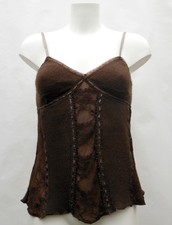 Débardeur Top Haut T 40 / 42 L XL 3 4 Marron 55% laine Dentelle Docker T-shirt 