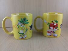 Lot 2 mugs publicitaires m&m's rouge jaune mars 2014 10cm