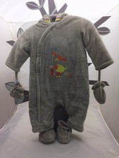 Orchestra.combipilote velours beige motif animaux bébé garçon 12 mois