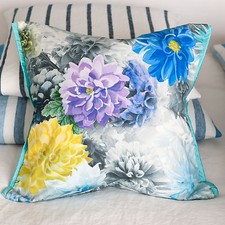 X Designers Guild Mariedal Bleu Cobalt Violet Jaune Coussin Floral Housse
