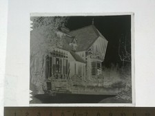 UA174 Plaque verre négatif BE circa 1900 maison bourgeoise jardin transats