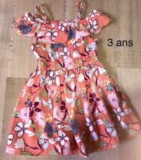 3 Ans Fille : Robe Fleurie Orange ? Été TBE