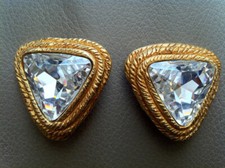 CHIC BOUCLES D'OREILLES CLIPS VINTAGE signée BERNARD PRIOUL PARIS- COUTURE