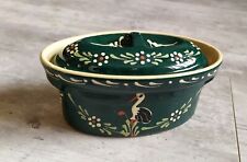 Terrine à pâté Alsace décor cigogne Plat grés vintage signé plat à four 
