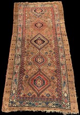 antique tapis persan Serab chameau Persian camel hair tribal rug 274 x132 cm   