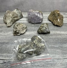 Lot de 5 minéraux, pierre brute à identifier possible quartz, fluorite ? etc... 