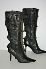 PATRICK COX Bottes Pointues Cuir Veau Dentelé Talons Fins T 39 TTBE