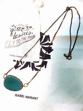 Magnifique Collier Sautoir ISABEL MARANT Agate bleu- vert ETAT NEUF