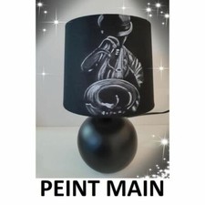 LAMPE CHEVET MUSIQUE TROMPETTE JAZZ PEINT MAIN  PIED CERAMIQUE E041