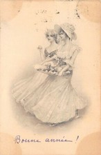 CPA Fantaisie - BONNE ANNEE - Jeunes femmes et plateau de fruits - Vienne 