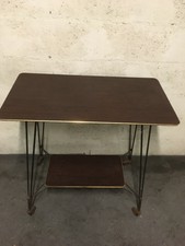 TABLE TÉLÉ TV, D'APPOINT, FORMICA MARRON, 2 NIVEAUX, VINTAGE, ANNÉES 50