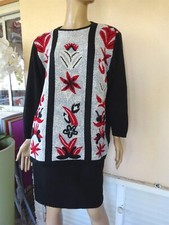   PULL TUNIQUE DAXON  NOIR GRIS ROUGE T L/XL 44/46 NEUF