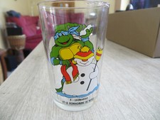 ancien verre à moutarde tortue ninja léonardo et le bonhomme de neige