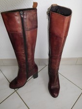 BOTTES JONAK T 35 CUIR MARRON BORDEAUX - genoux