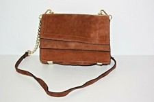 ZARA WOMAN Sac Pochette Daim Marron Chaînette Métal Poches Doubles  TTBE