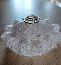 LUSTRE ABAT-JOUR OPALINE ROSE MONTE ET BAISSE SUSPENSION LUMINAIRE VINTAGE 