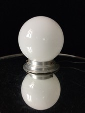 Déco Vintage Lampe Veilleuse Ancienne Métal Globe Verre Opaline