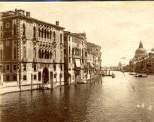 Venezia Grand Canal Gondola Palace Venise Alinari Albumen Print Photo 1880