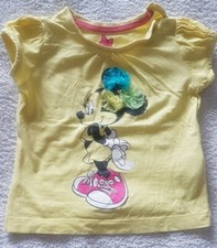 Filles Jaune Minnie Mouse T-shirt M & S 12 - 18 mois