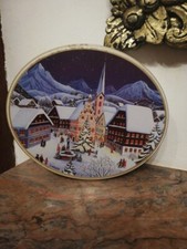 ANCIENNE BOÎTE EN TÔLE LITHOGRAPHIÉE Josef HAWLE Décor de Noël