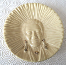 Coupelle céramique vintage 1963 relief tête indien  Congrès U.E Boulogne sur mer
