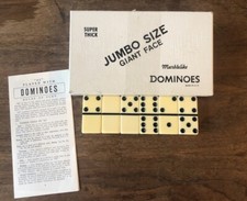 PUREMCO DOMINOES JUMBO SIZE GIANT FACE MARBLELIKE VINTAGE IVORY COLOR #1632