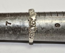 Estampé 925 Thailand Argent Sterling Texturé Coeurs Forme Bague Sz 8 2.12g